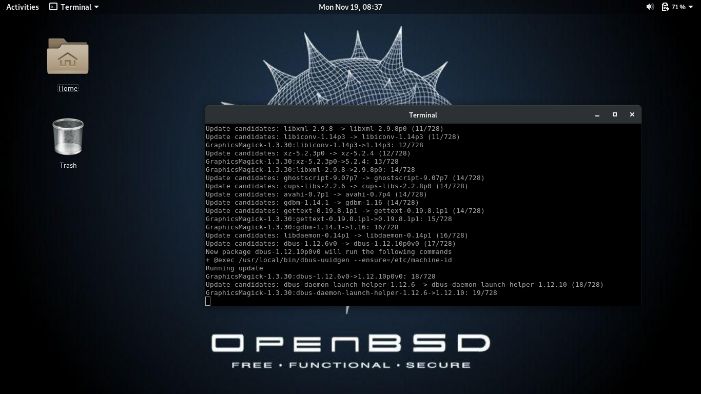 Migrant OpenBSD 6.3 a la nova versió 6.4