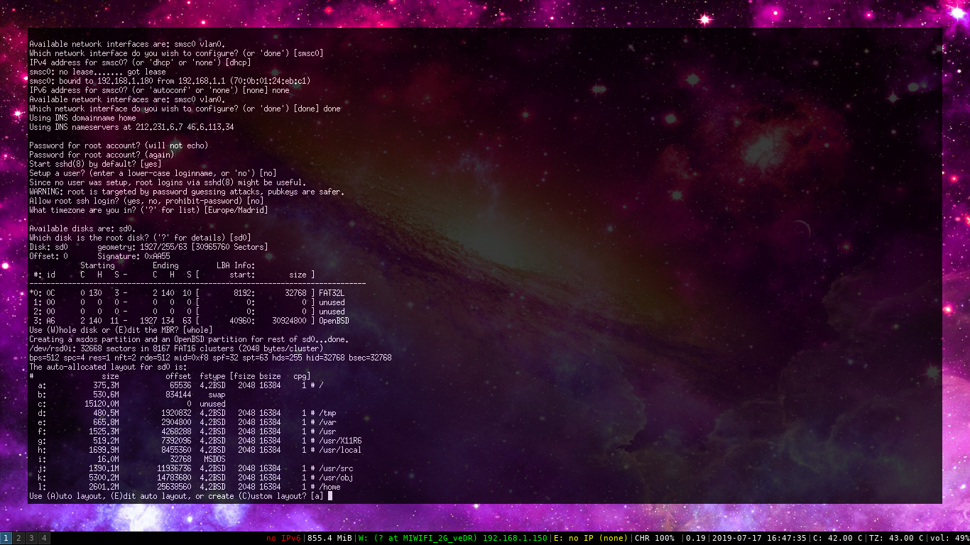 Instal·lant OpenBSD 6.5 arm64 a la Raspberry Pi 3 B