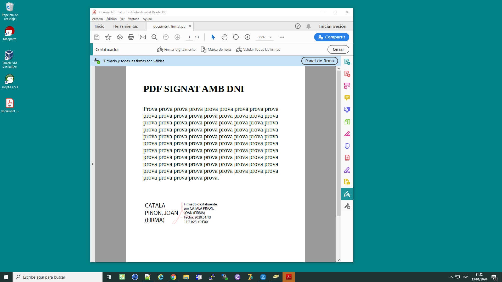 Firmar documents PDF amb DNI Electrònic des de l'Acrobat Reader DC
