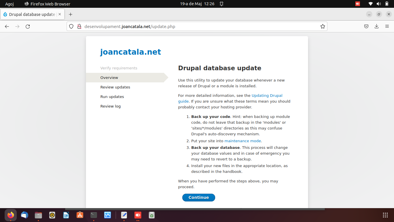 Actualitzant la meua web personal a la ultima versió 9.3.13 de Drupal