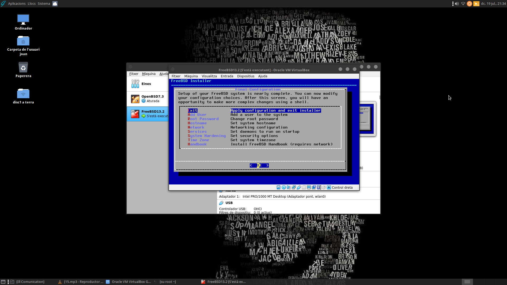 Instal·lant màquina virtual FreeBSD Virtualbox a GhostBSD