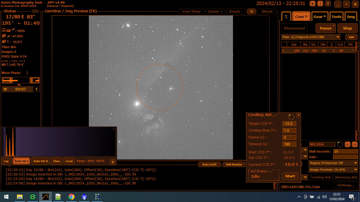 processant la nebulosa de la flama i el cap de cavall, NGC2024 i Barnard 33 o B33