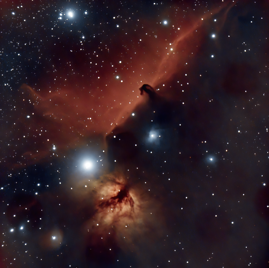 processant la nebulosa de la flama i el cap de cavall, NGC2024 i Barnard 33 o B33