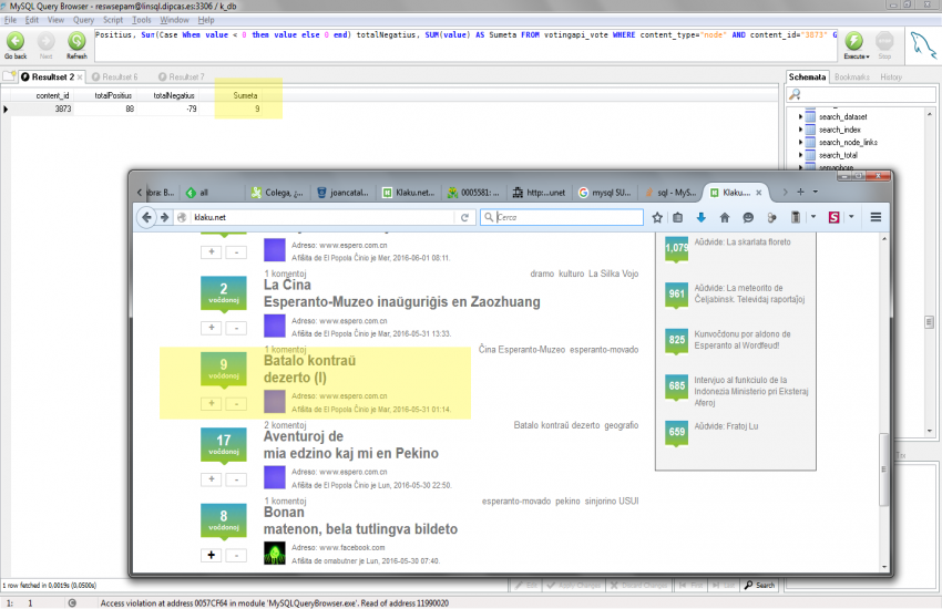 Exportant tots els valors dels vots de Vote up/down de Drupal a una base de dades externa