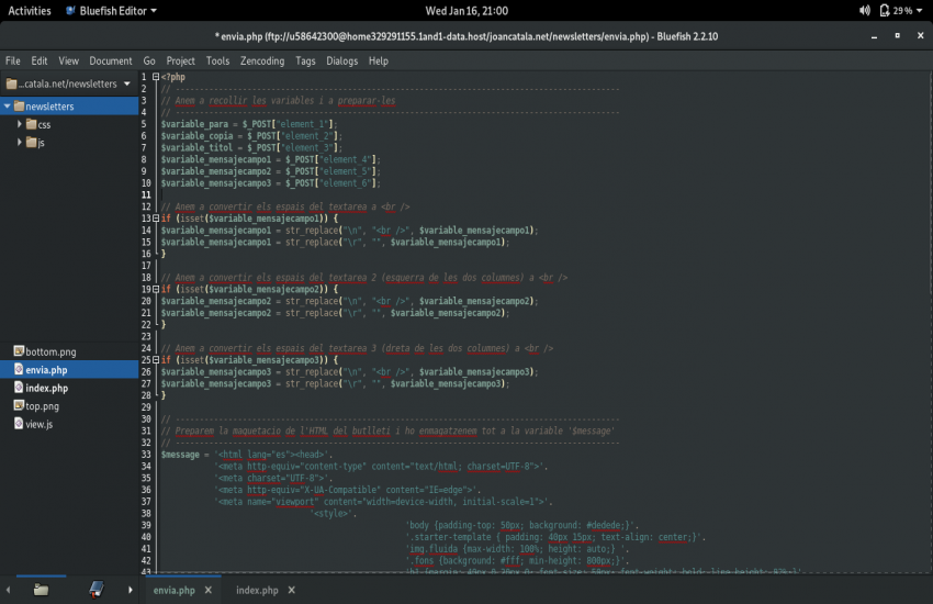 Personalització de l'editor Bluefish a OpenBSD