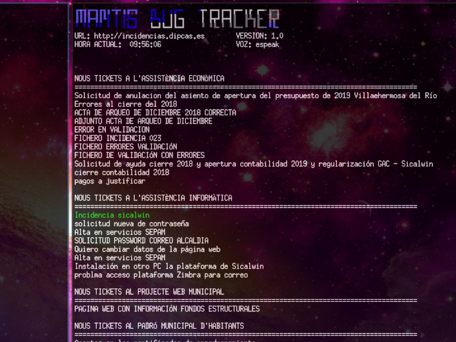 Mantis Bug Tracker parla valencià i t'avisa de noves incidències amb veu computeritzada