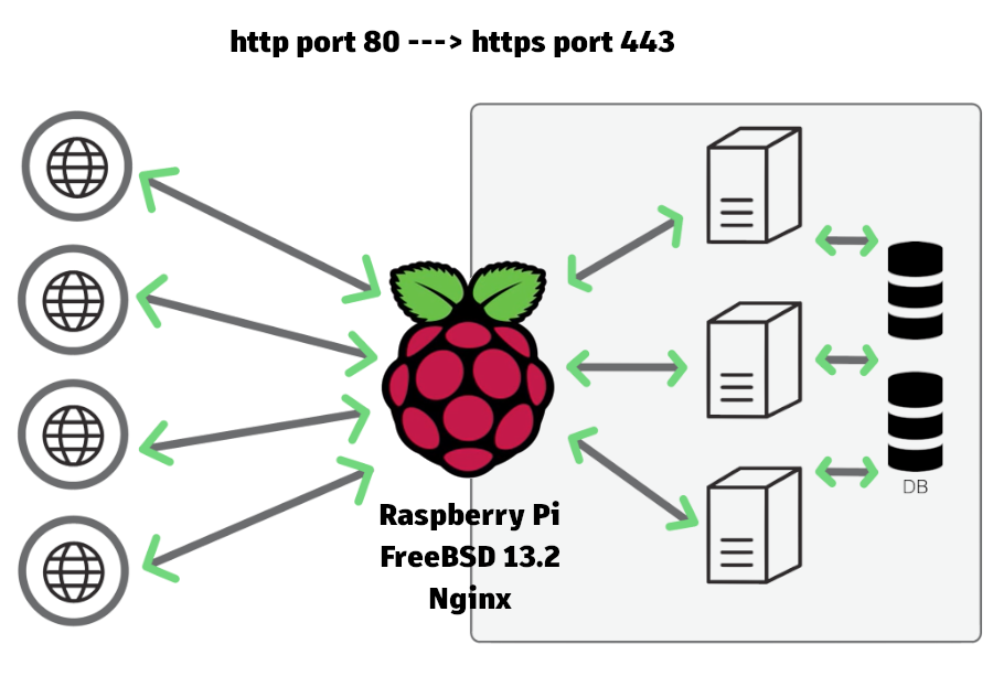 entorn servidor web amb FreeBSD 13.2 a la Raspberry Pi corrent un Nginx i SSL