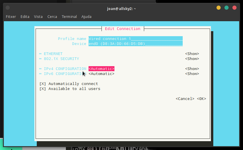 configurar IP estàtica a la Raspberry pi 4