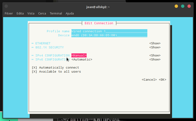 configurar IP estàtica a la Raspberry pi 4