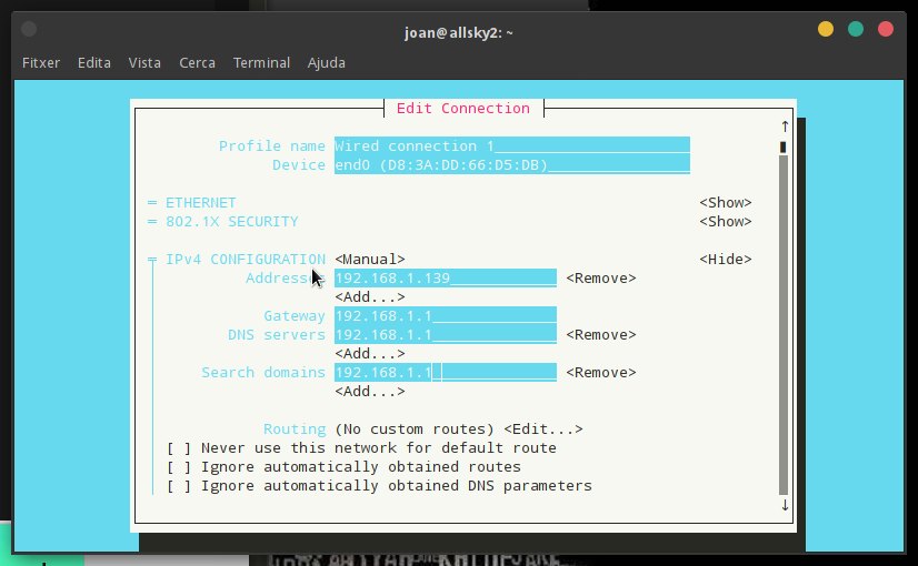 configurar IP estàtica a la Raspberry pi 4