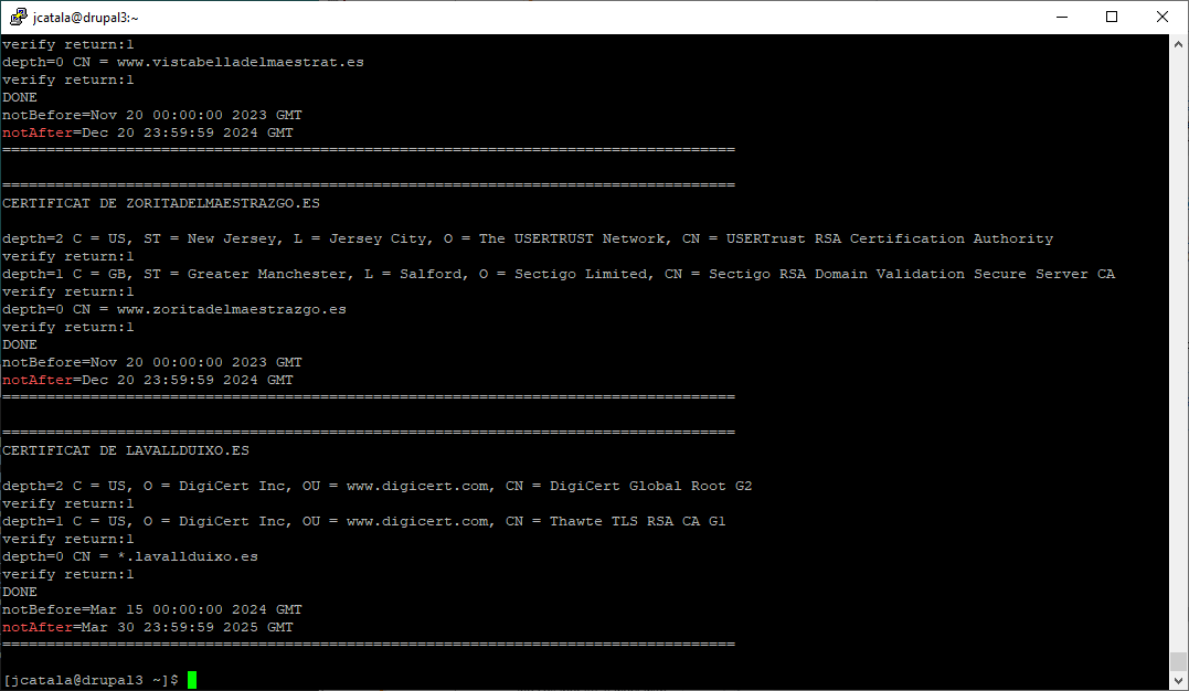 Script bash per a comprovar la data de caducitat de molts certificats SSL al vol