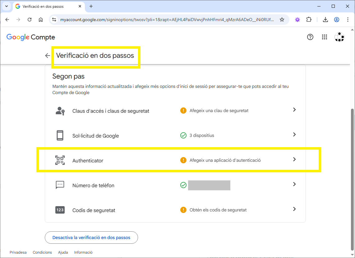 configurar contrasenya aplicacions google