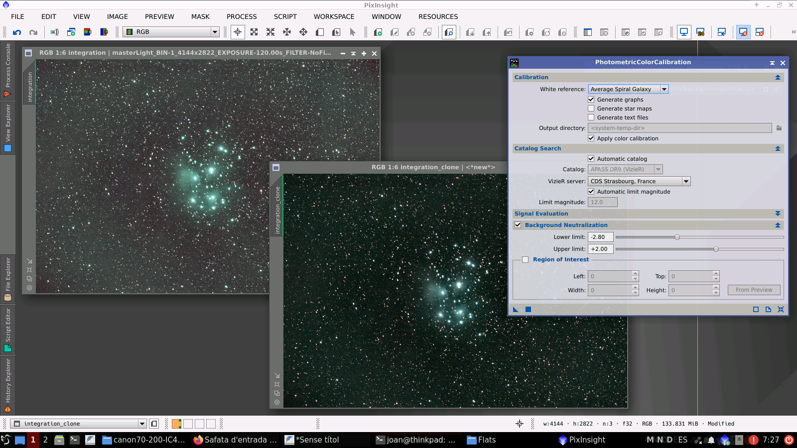 M45 amb un filtre Optolong L-Enhance