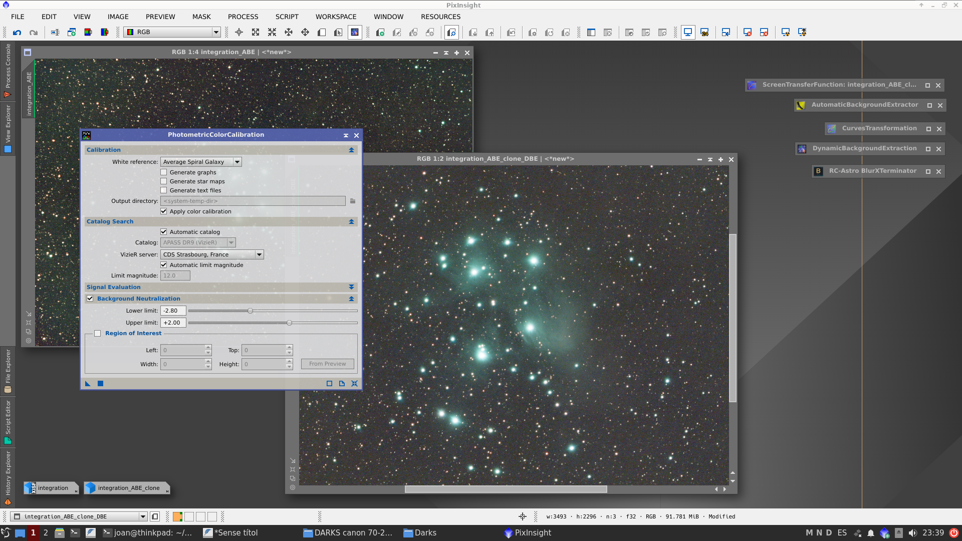 M45 amb un filtre molt restrictiu de 3nm