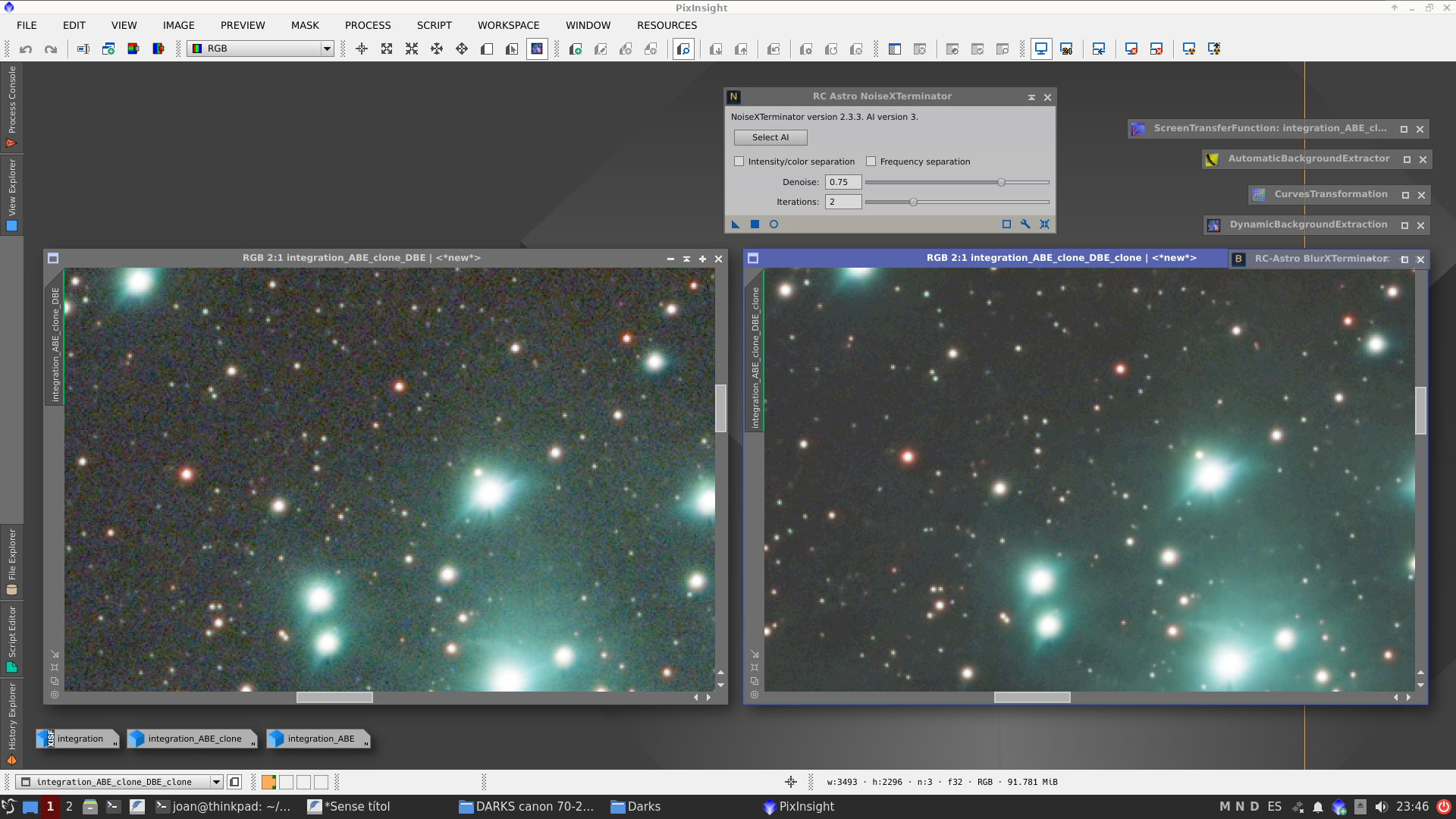 M45 amb un filtre molt restrictiu de 3nm