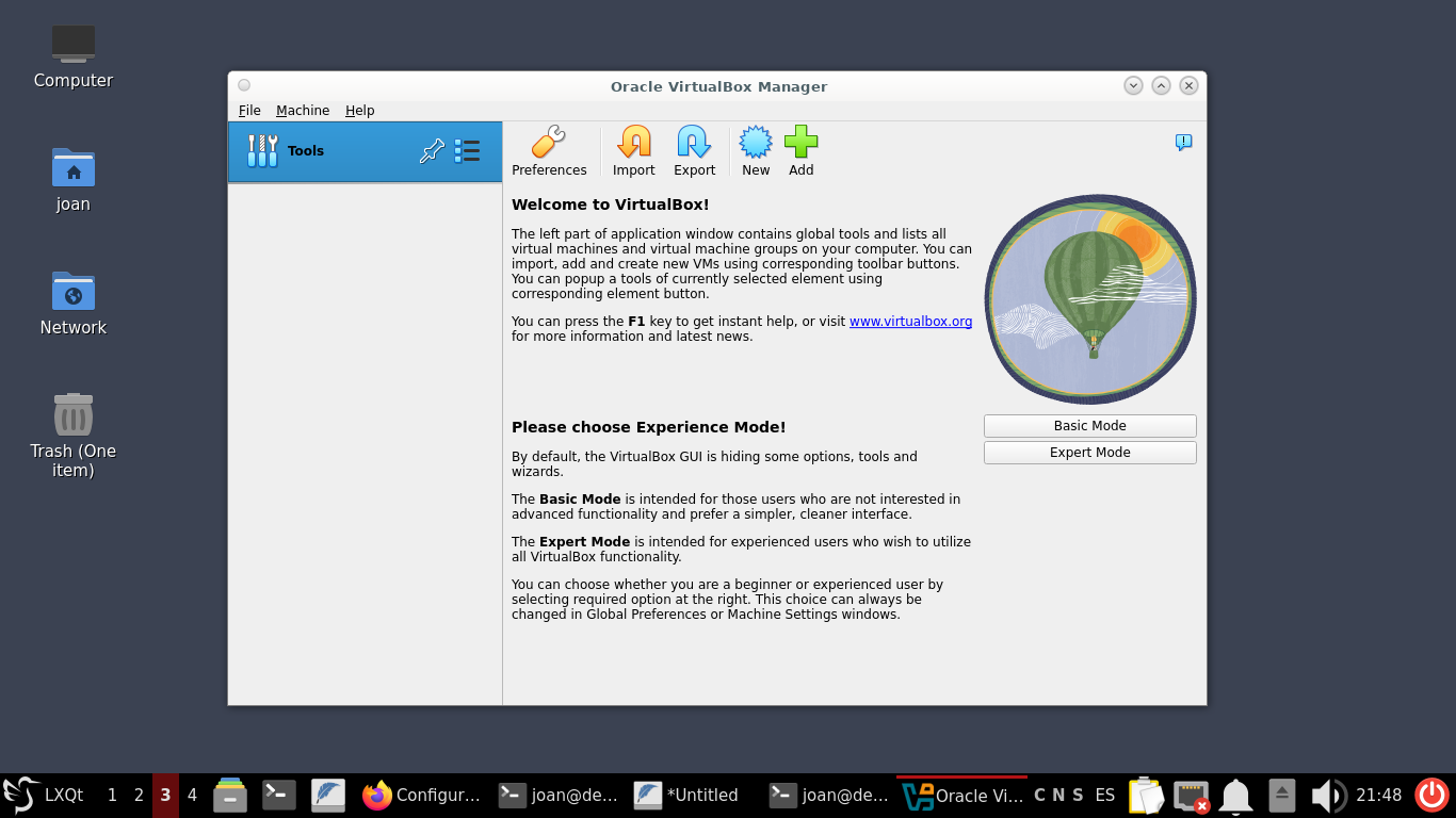 VirtualBox instal·lat a Debian 13 Trixie