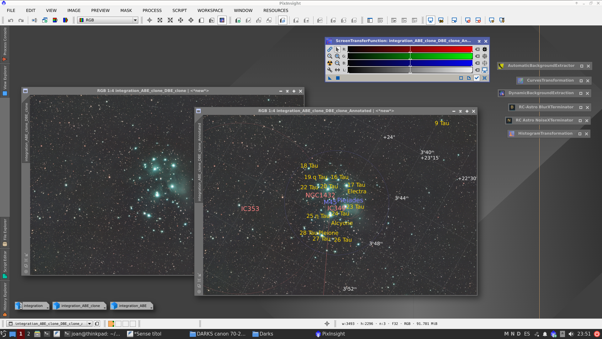 M45 amb un filtre molt restrictiu de 3nm