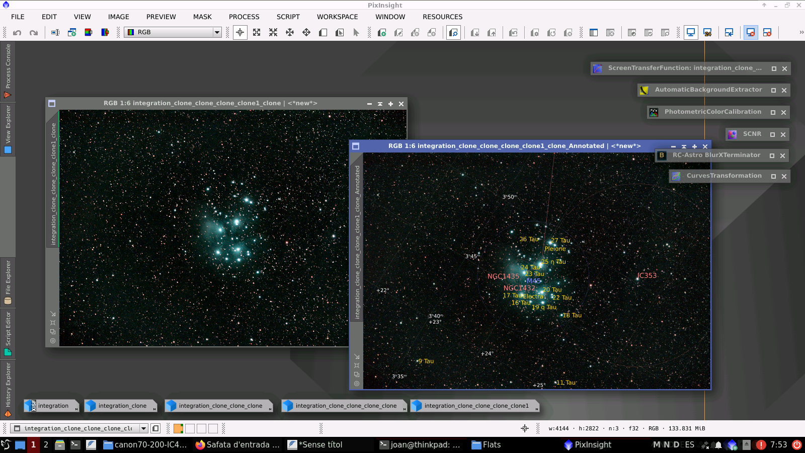 M45 amb un filtre Optolong L-Enhance