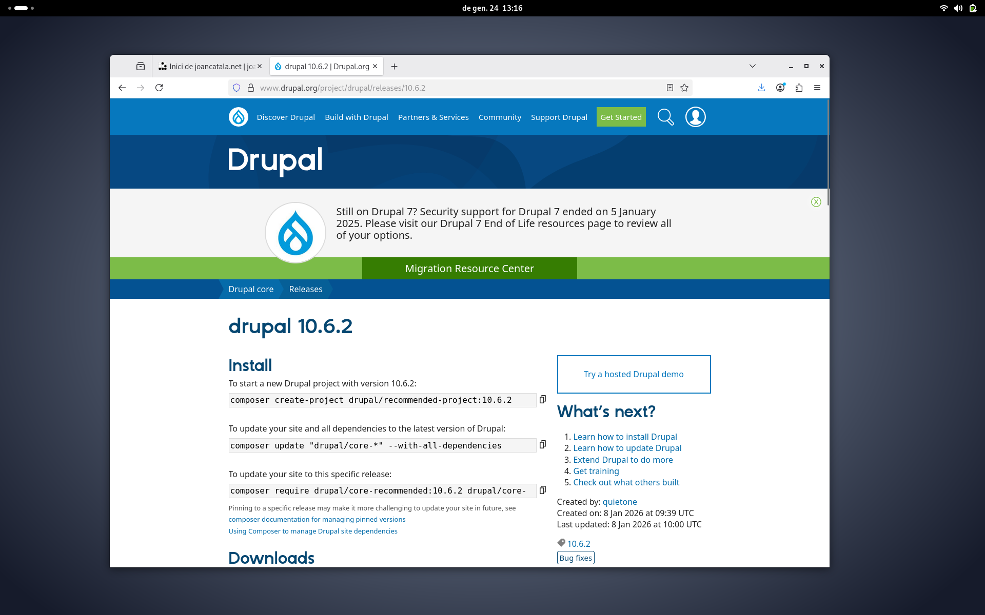 actualitzant a Drupal<br />
10.6.2