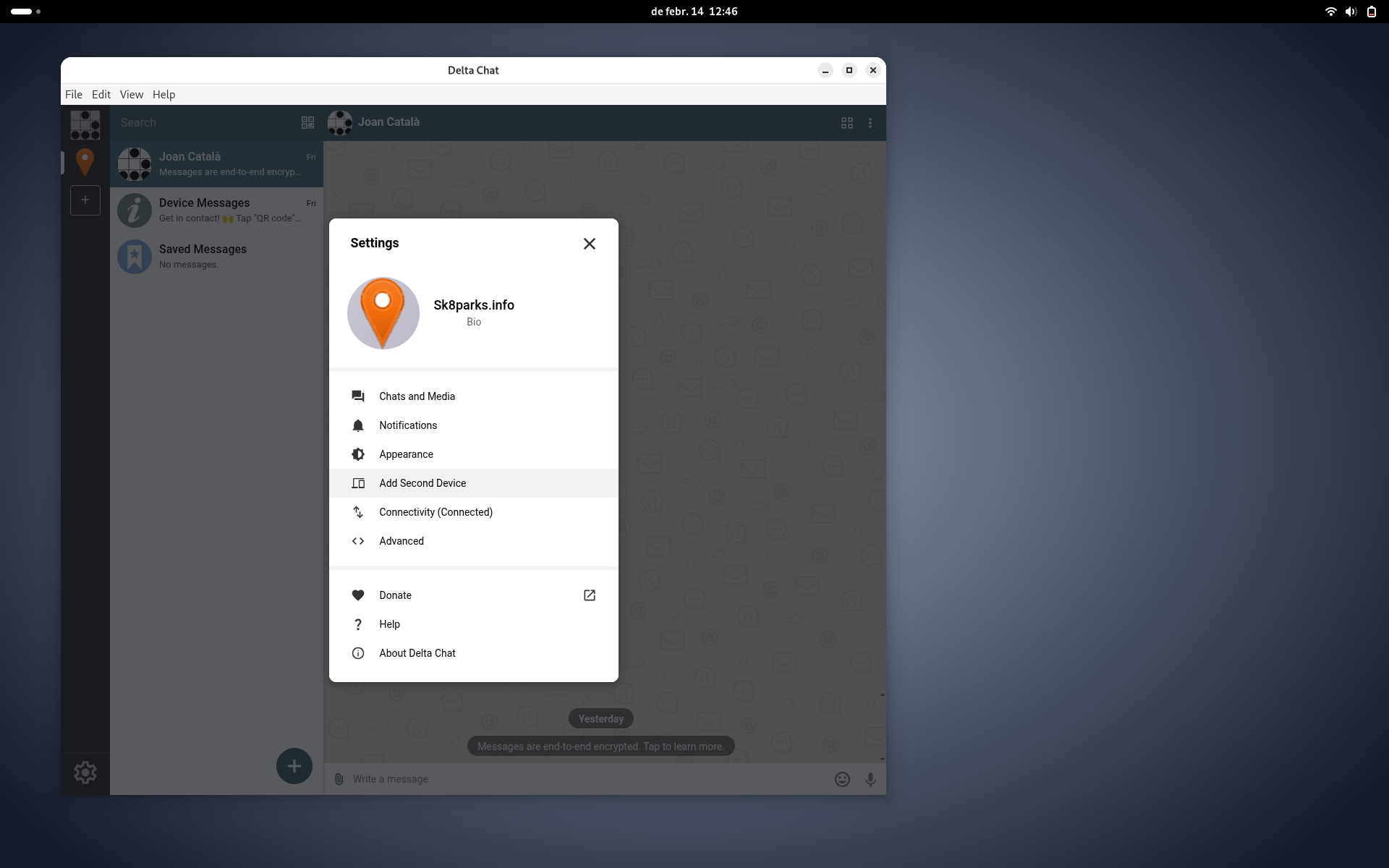 sincronitzar comptes de Delta Chat entre diferents dispositius