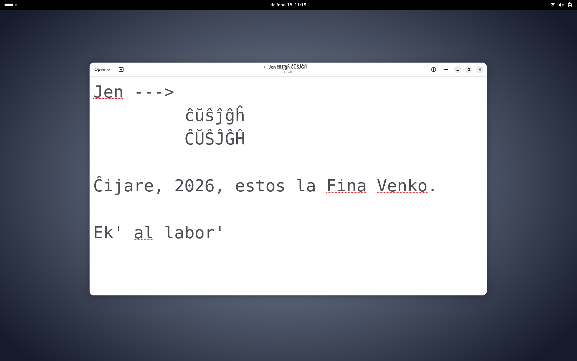 teclat en esperanto a Gnome