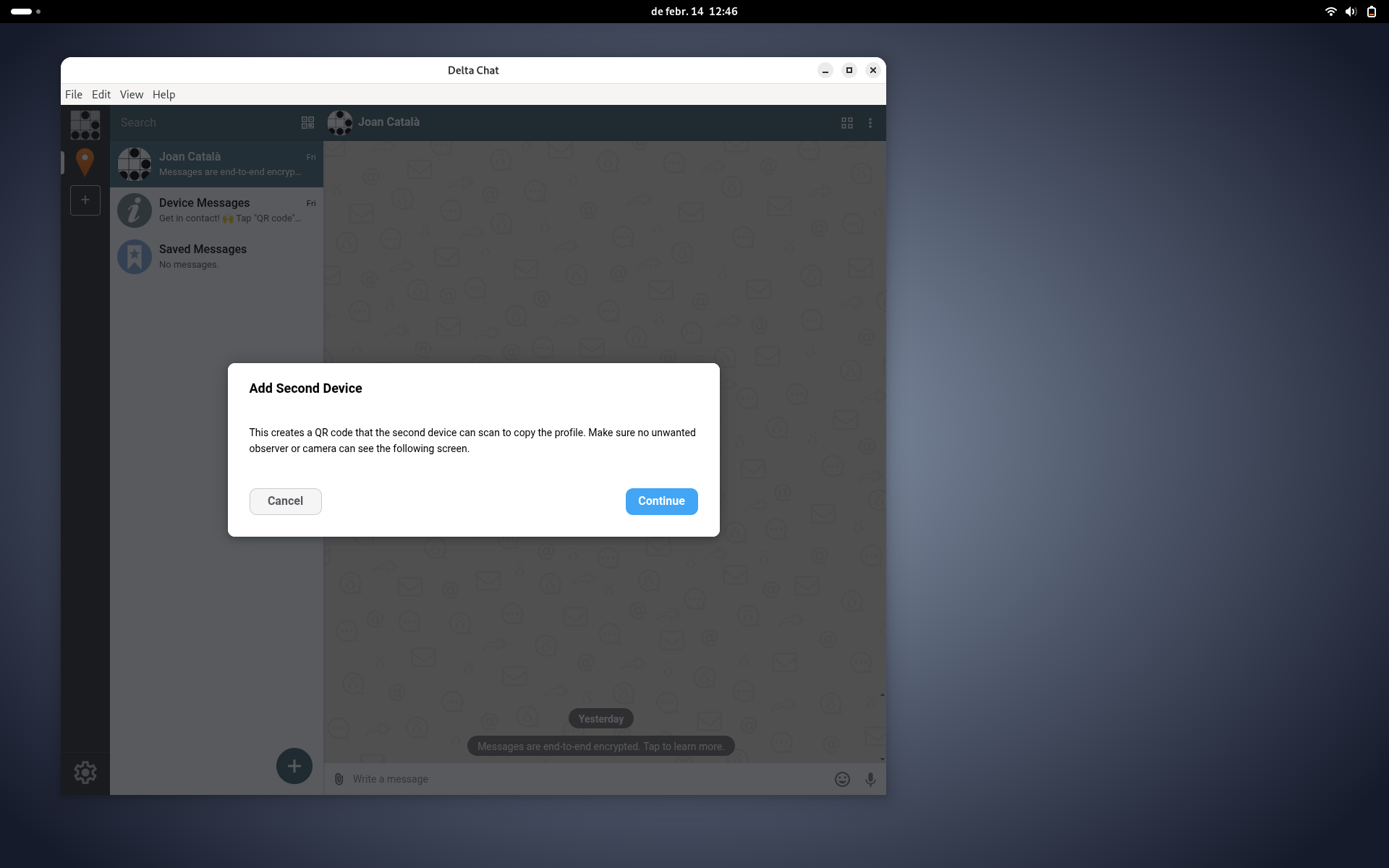 sincronitzar comptes de Delta Chat entre diferents dispositius