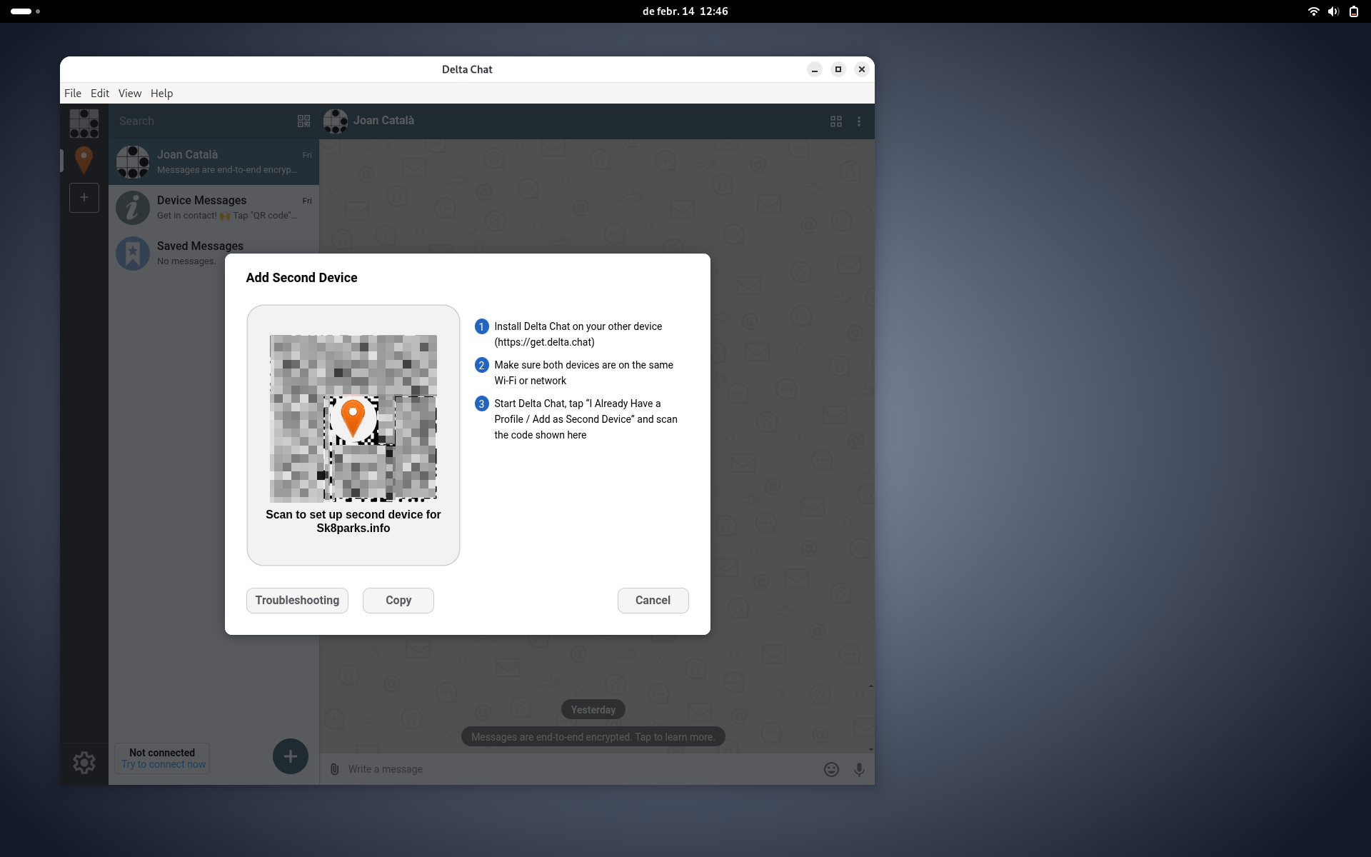 sincronitzar comptes de Delta Chat entre diferents dispositius