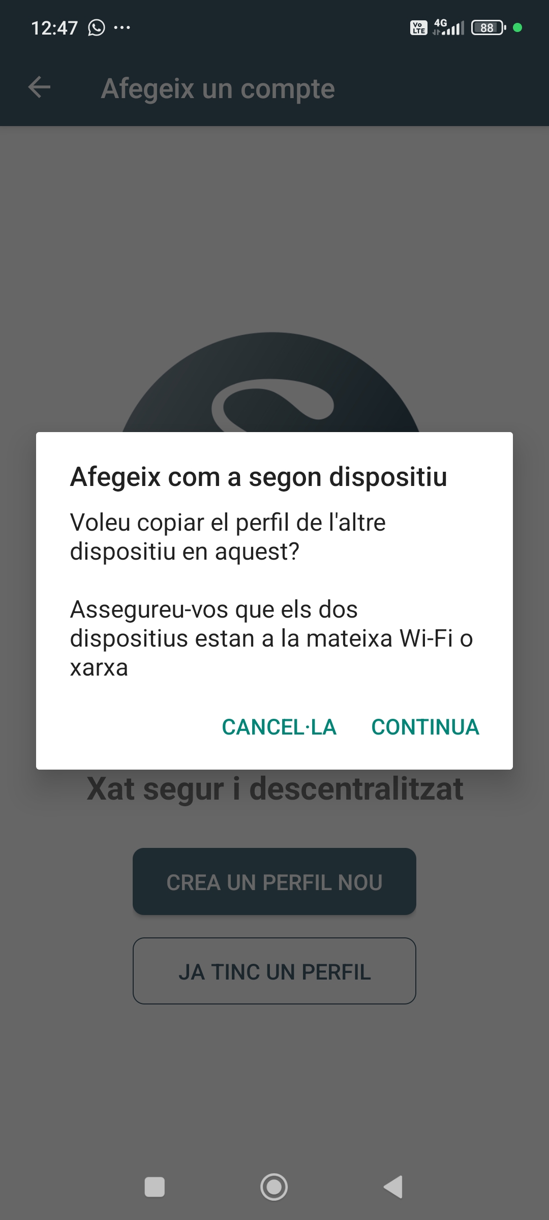 sincronitzar comptes de Delta Chat entre diferents dispositius