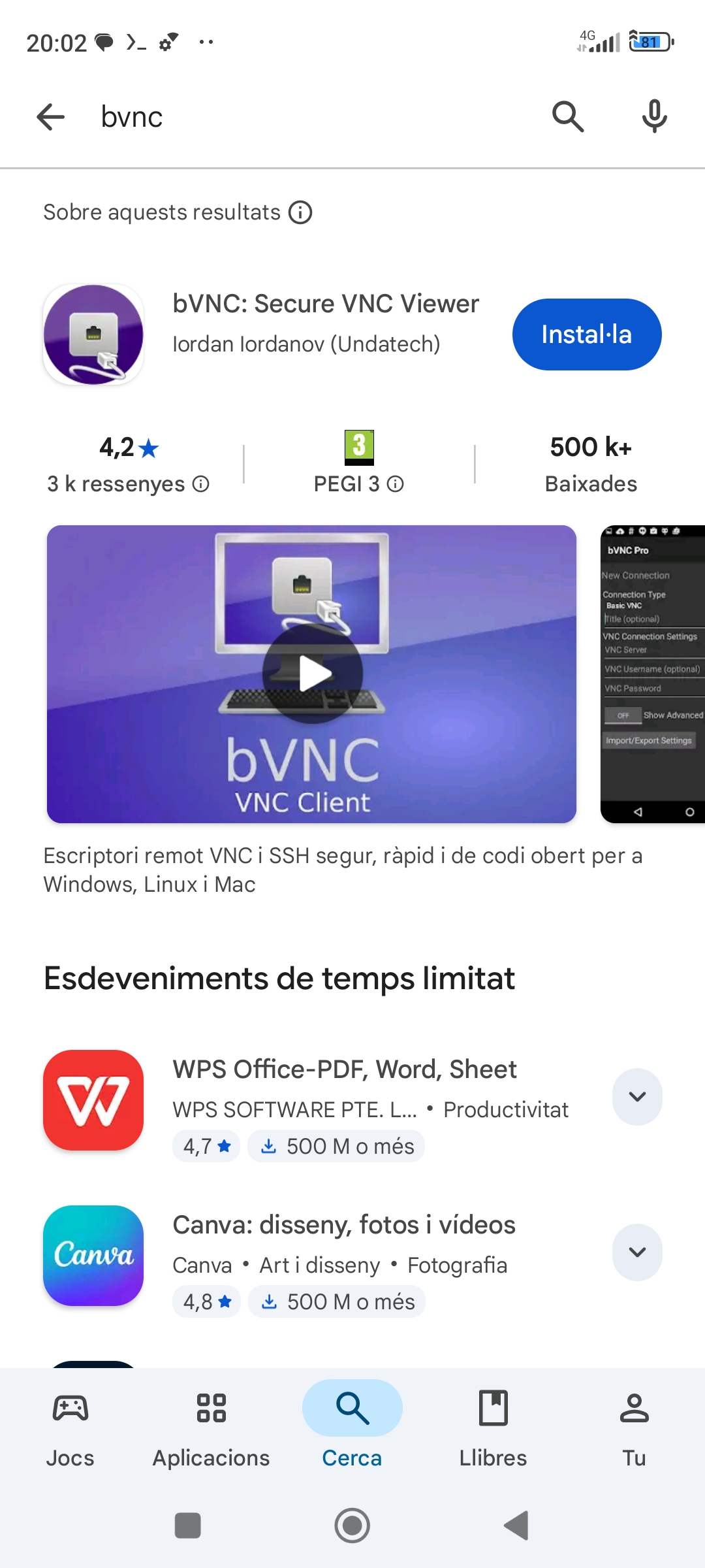 app BVNC Android i Debian GNU/Linux