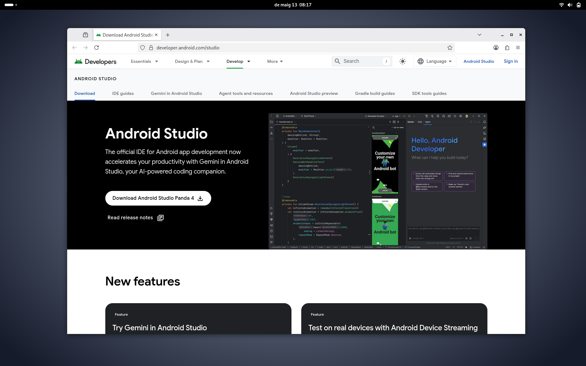Descarreguem Android Studio a Debian GNU/Linux 13