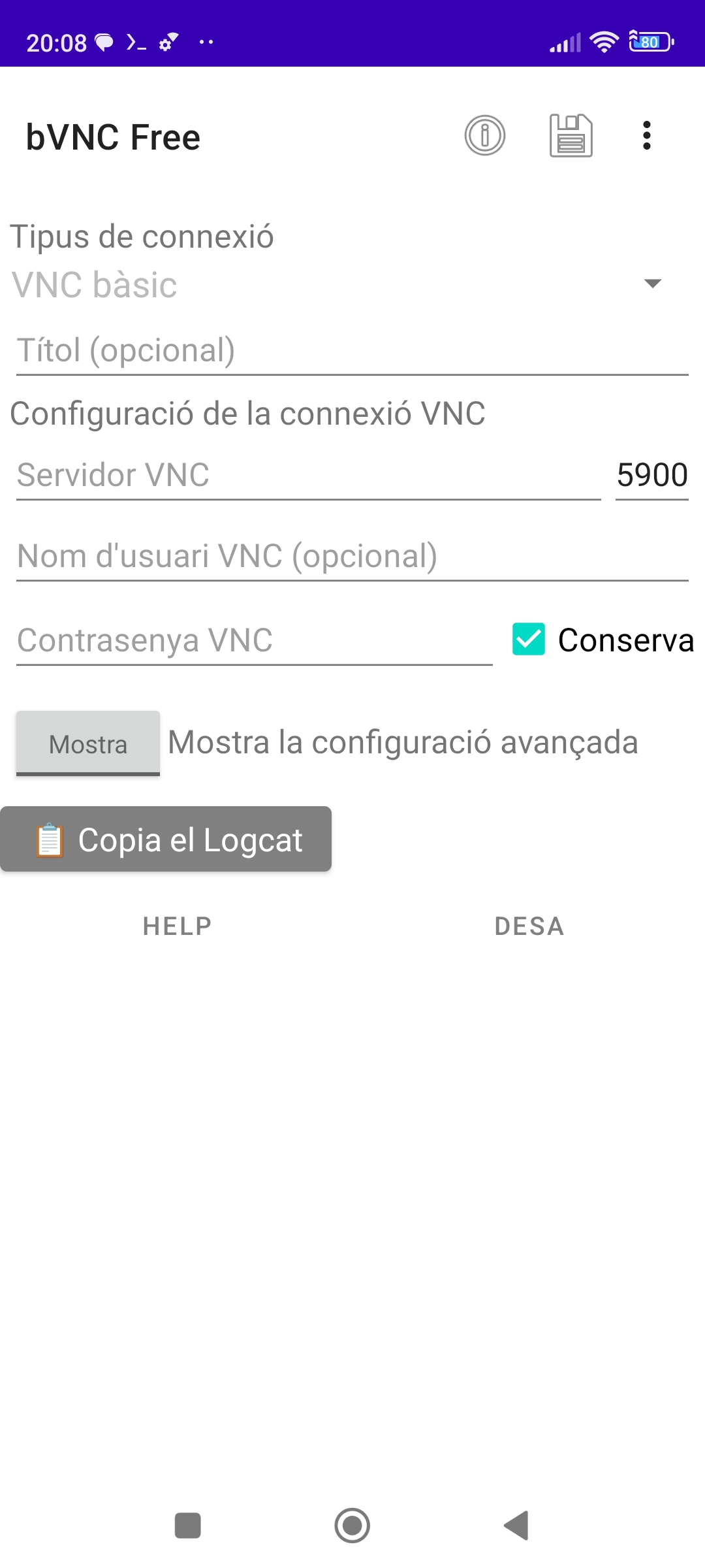 app BVNC Android i Debian GNU/Linux