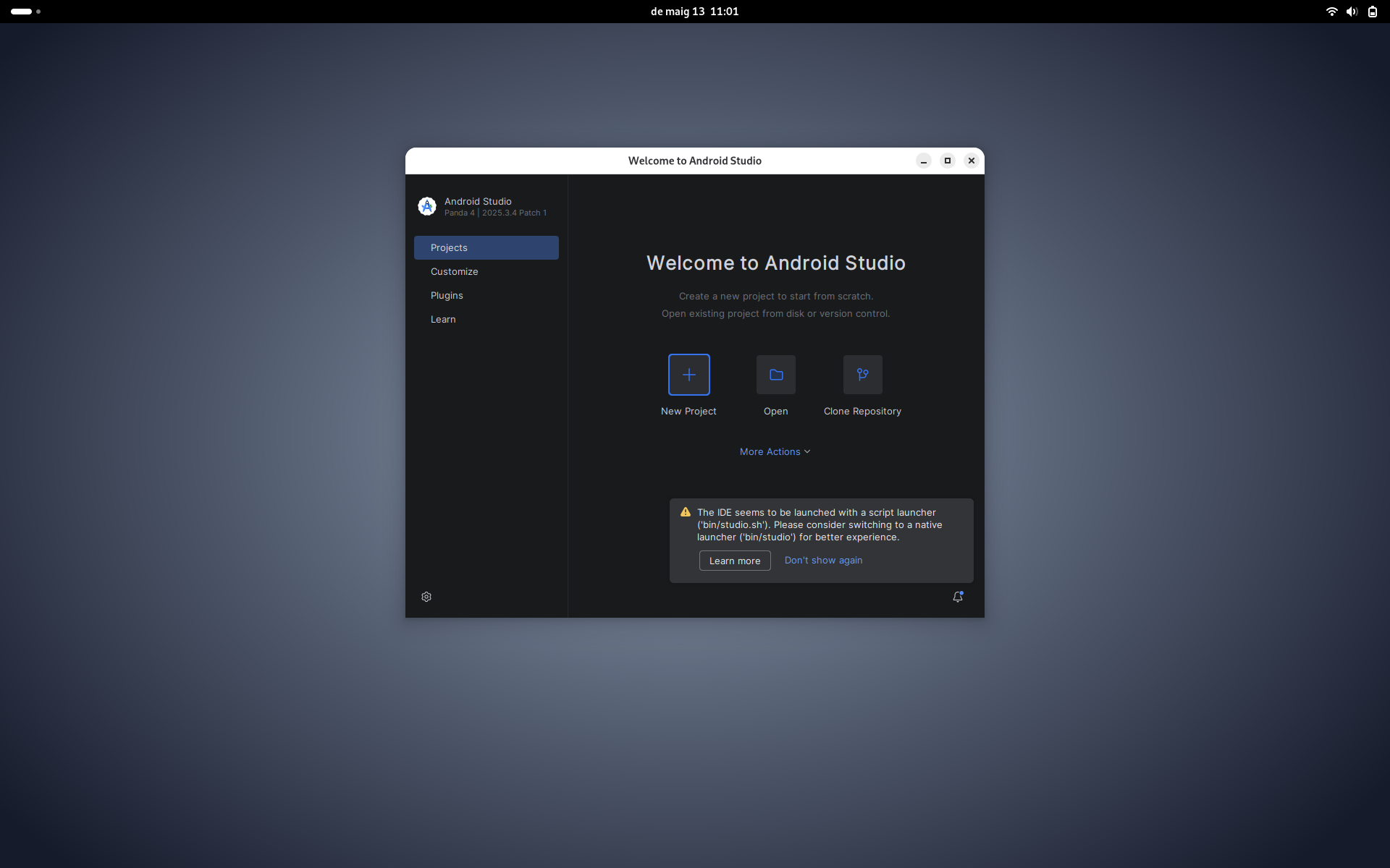 Descarreguem Android Studio a Debian GNU/Linux 13