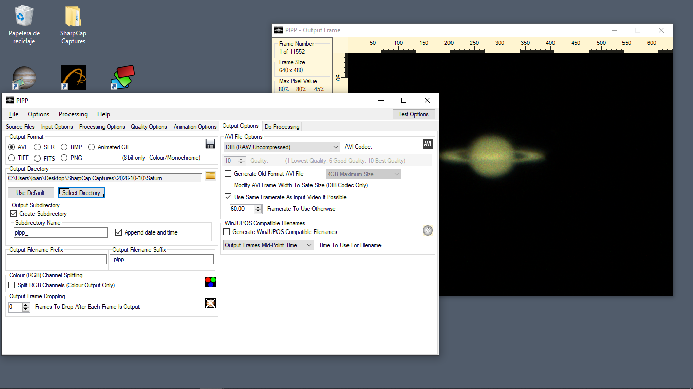 processant Saturn amb Sharpcap, pipp, AutoStakkert! i Astrosurface