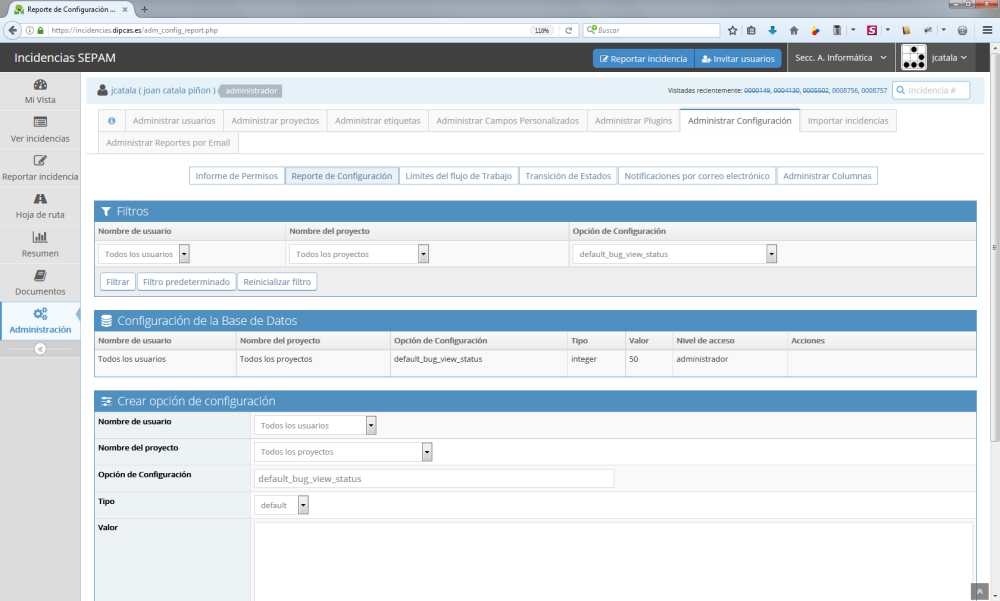 Configurar la visualització pública o privada de tots els tickets de Mantis Bug Tracker